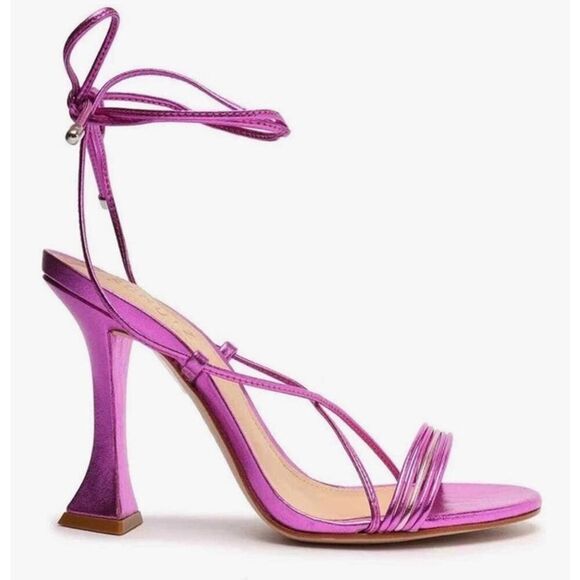 Schutz Arceli Violet Metallic Patent Leather Strappy Sandals Size 9B - Picture 2 of 12